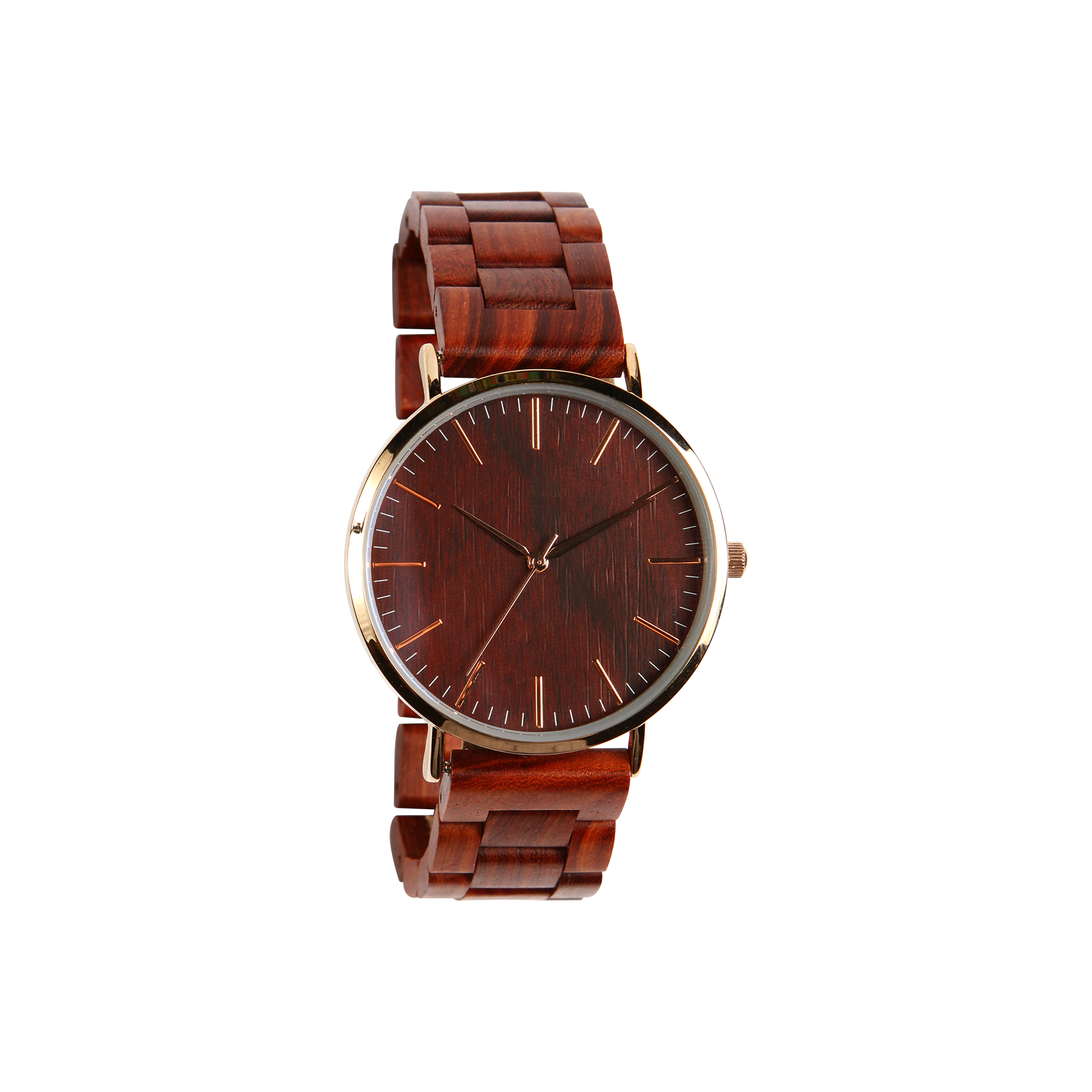 RELOJ DE PULSO UNISEX CON CAJA METALICA EXTENSIBLE DE MADERA Y MAQUINARIA METALICA JAPONESA DE ALTA PRECISION E515